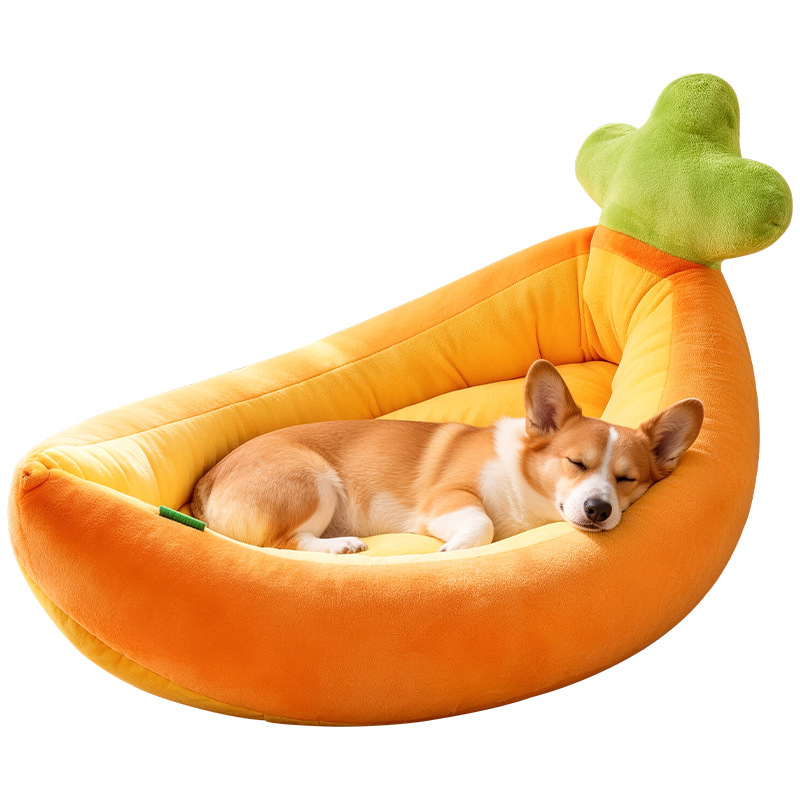 Carrot Cat Bed Winter Warm Plush Thickened All-Season Cat Kitten Nursing Bed Pet Small Dog Bed — image 5