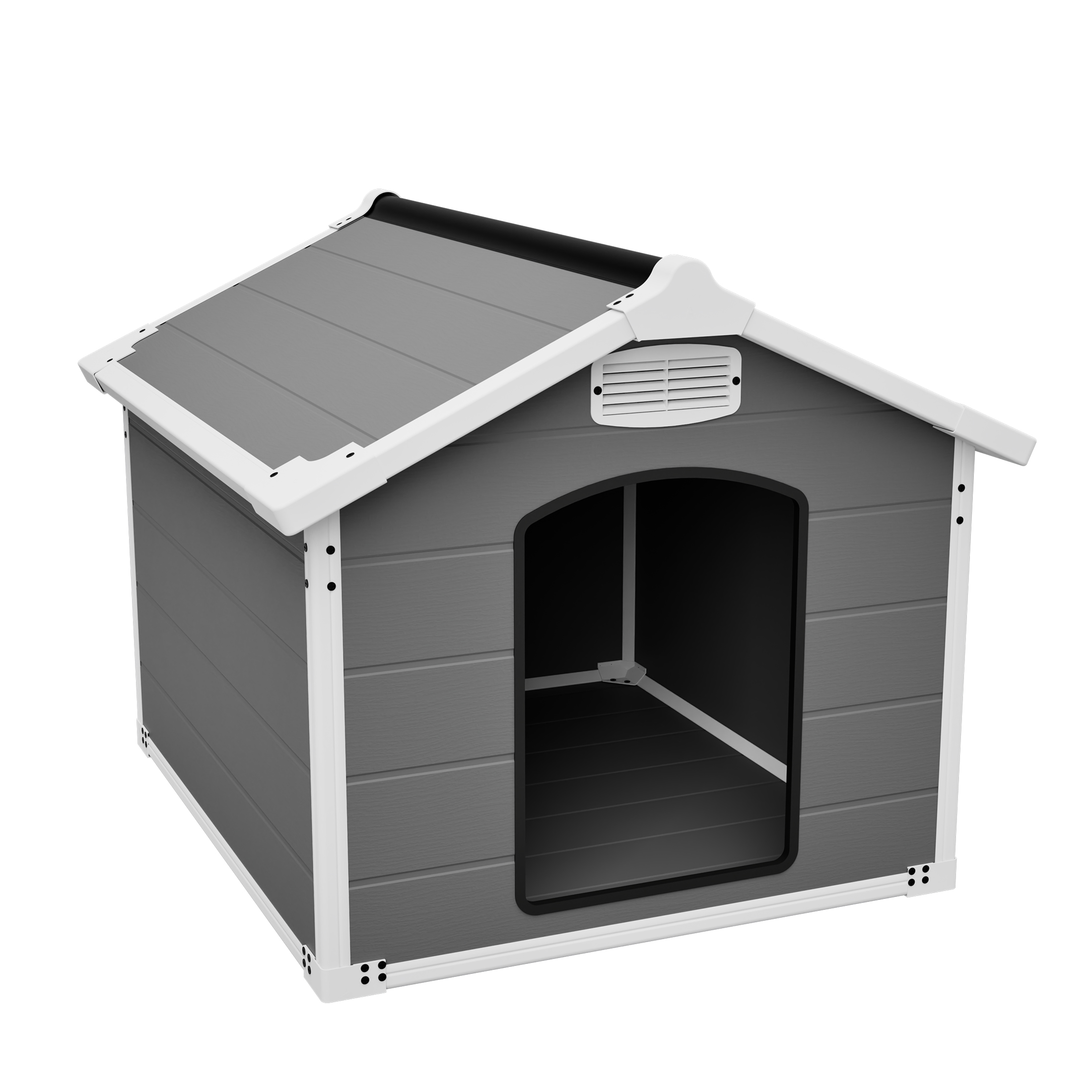 Caseta Grande para Perro de 50.5" para Razas Grandes, Casa para Mascotas de Uso Interior y Exterior de Alta Resistencia, Impermeable, Protección UV, Panel de PP de Doble Pared Resistente a Rasguños, Ventilación Frontal y Trasera – Fácil de Limpiar y Lavable — imagen 9
