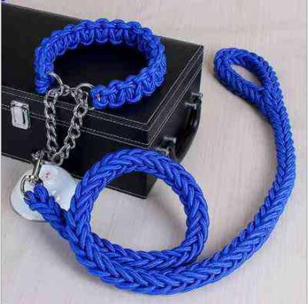Double Strand Rope Large Dog Leashes Metal P Chain Buckle Contrast Colorful Pet Traction Rope Collar Set Firm 1.2m Length — image 7