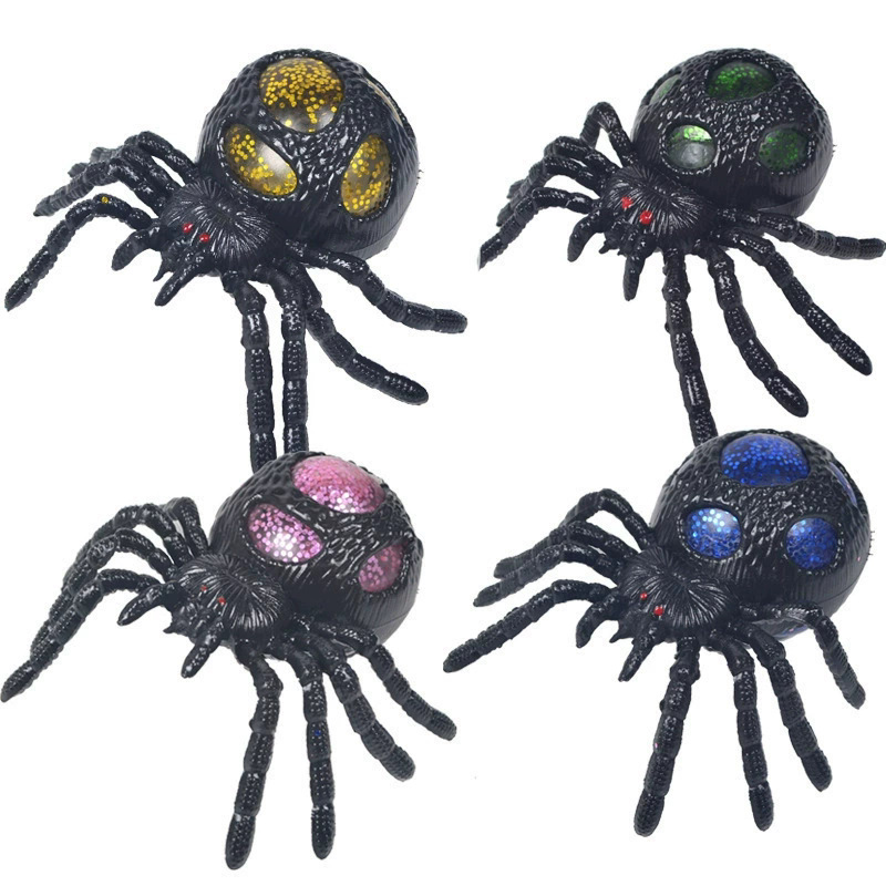 Halloween Adult Prank Toy Healthy Black Glitter Spider Stress Ball Decompression — image 3