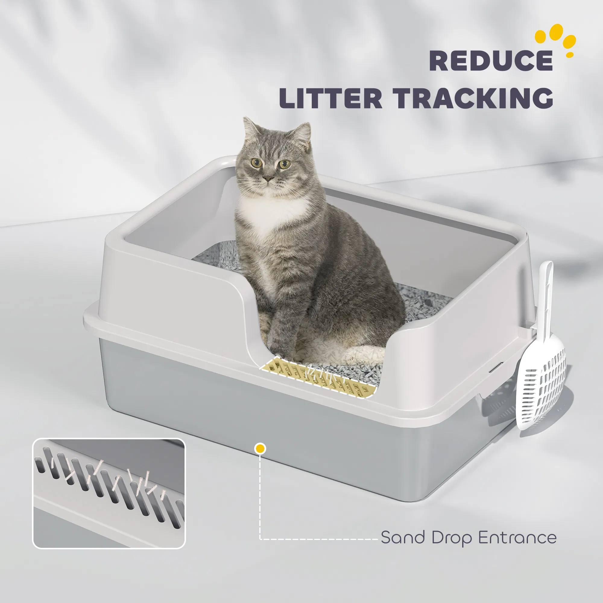 Stainless Steel Cat Litter Box with Lid with Scoop, High Sided, Non-Stick, & Anti-Urine Leakage, Easy Cleaning — image 4