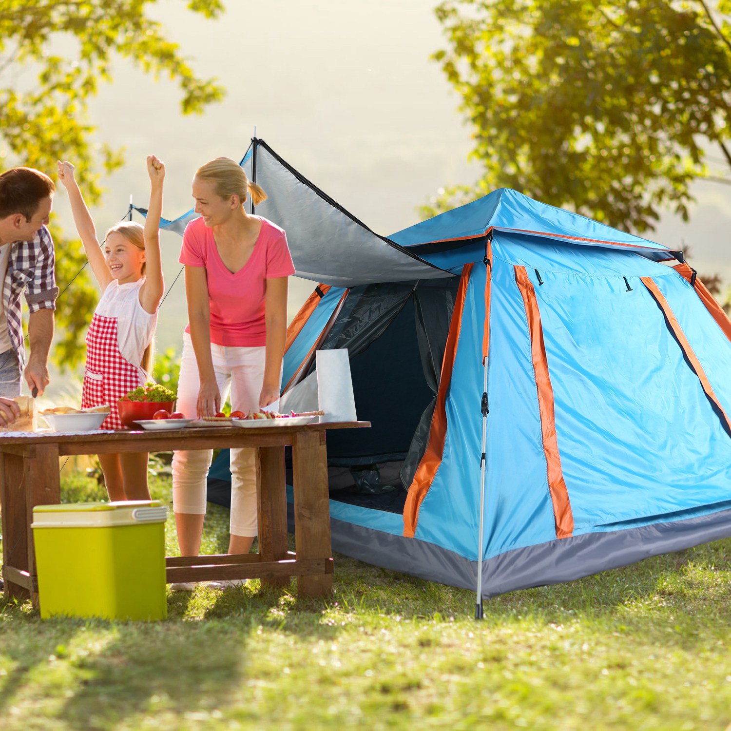 Tienda de Campaña para 4-5 Personas con 2 Mosquiteros en las Ventanas, Bolsa de Transporte, Impermeable, 7.05x7.05x4.46ft, para Senderismo, Escalada, Aventura y Pesca, Envío por FedEx — imagen 9