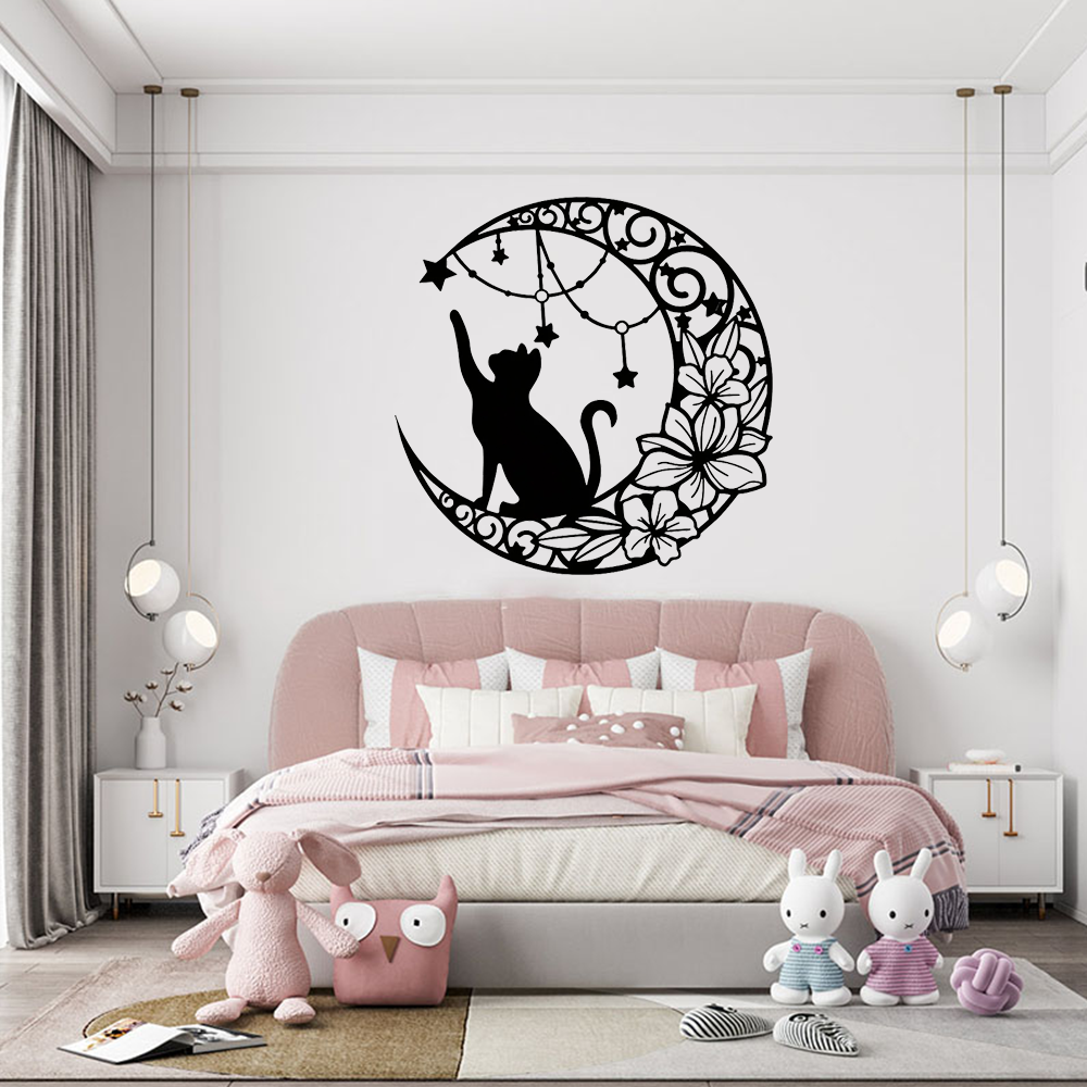 Arte de Pared en Metal Negro con Gato Gótico - Decoraciones de Halloween Vintage — imagen 1