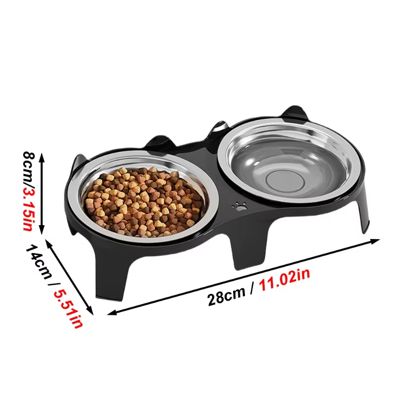Stainless Steel Cat Food & Water Bowl with Anti-Tip Design Large Capacity Easy-Eat Design for Pet Dog Cat Feeding Food Bowl — image 6