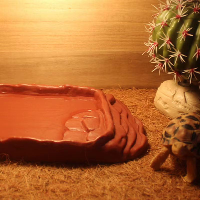Turtle Water Dish With Anti-Slip Imitation Rock Ladders Food Water Bowl For Bearded Dragon Lizards Gecko Small Pet Supplies — image 5