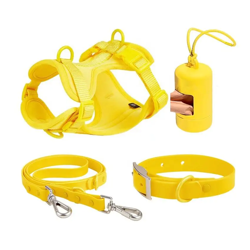Luxury Waterproof PVC Neoprene Pet Poop Bag Dispenser Set, Dog Harness, Leash Collar Set for Dog — image 1