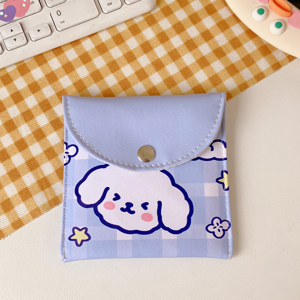 Japanese And Korean Girl Heart Ins Wind Large-Capacity Aunt Towel Storage Bag Cute Puppy New Bag Coin Purse Storage Bag — image 4
