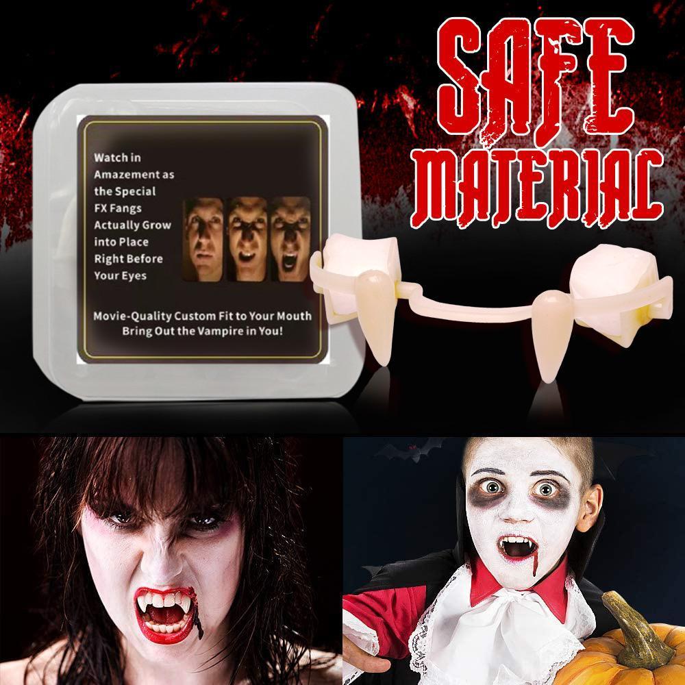 Halloween Vampire Teeth Retractable Dentures Zombie Teeth Small Tiger Teeth Vampire Fangs Retractable Dentures For Adult Kids — image 3