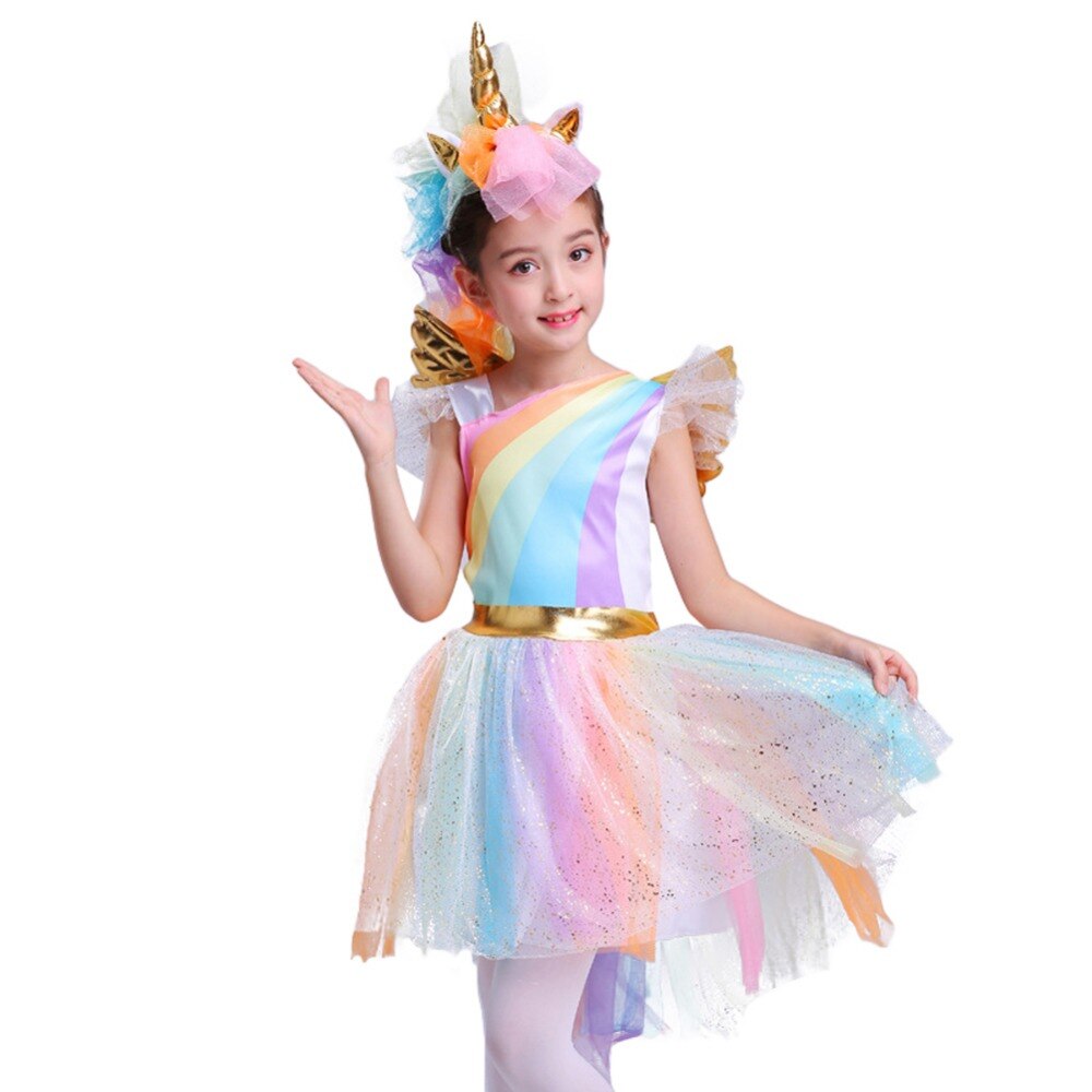Disfraz de Unicornia Arcoíris para Niñas con Tutú, Alas y Diadema de Cabeza para Fiesta de Halloween, Cumpleaños o Navidad — imagen 2
