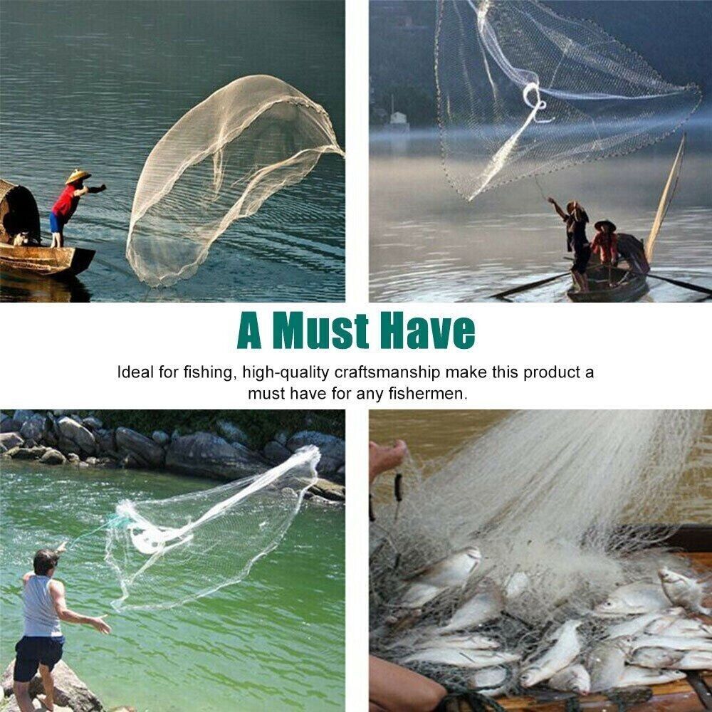 Red de Pescar para Cazar con Red de Pesca Manual Fácil Lanzamiento Fuerte Malla Nylon USA — imagen 7