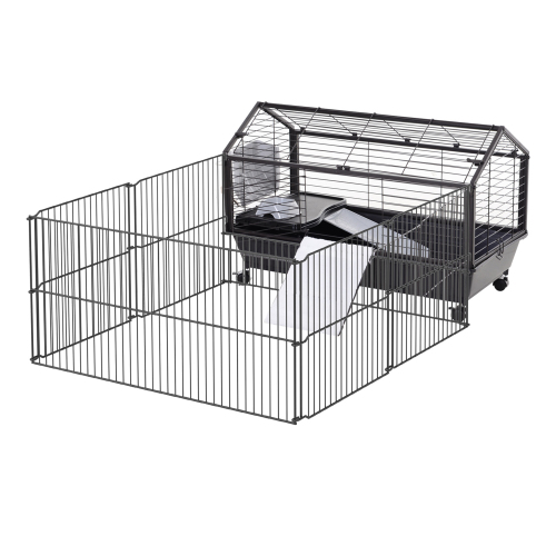 Cage de Juego para Pequeños Animales con Ruedas Giratorias y Botella de Agua, 35" L — imagen 2