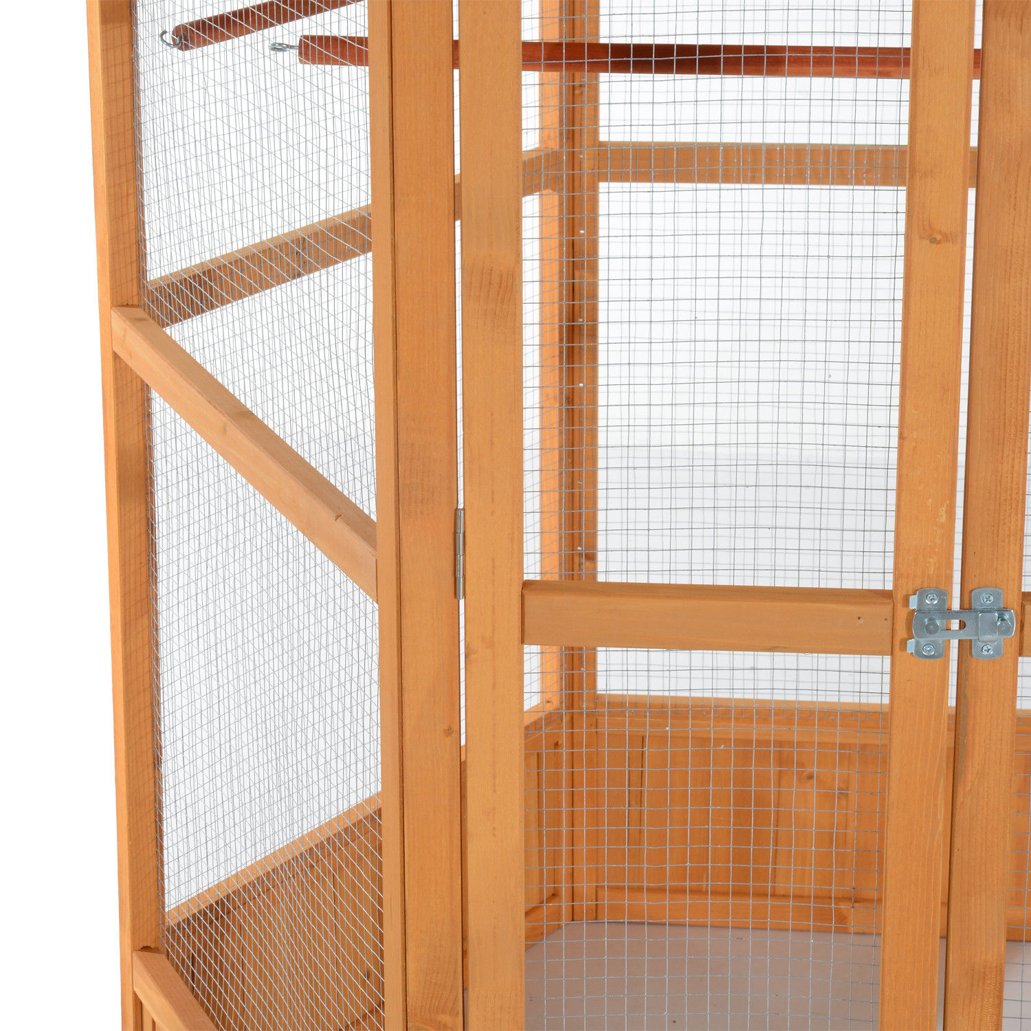 Pajarera Hexagonal de Madera para Exterior de 69" con Techo Cubierto, Marrón — imagen 4
