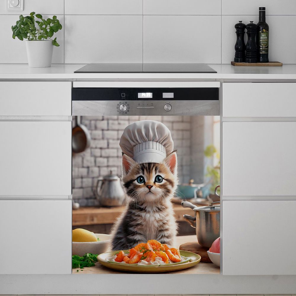 Cubierta Magnética 2D Plana para Puerta de Lavavajillas con Temática de Gato Chef, Adecuada para Lavavajillas, Refrigeradores, Etc. - Fácil de Limpiar — imagen 6