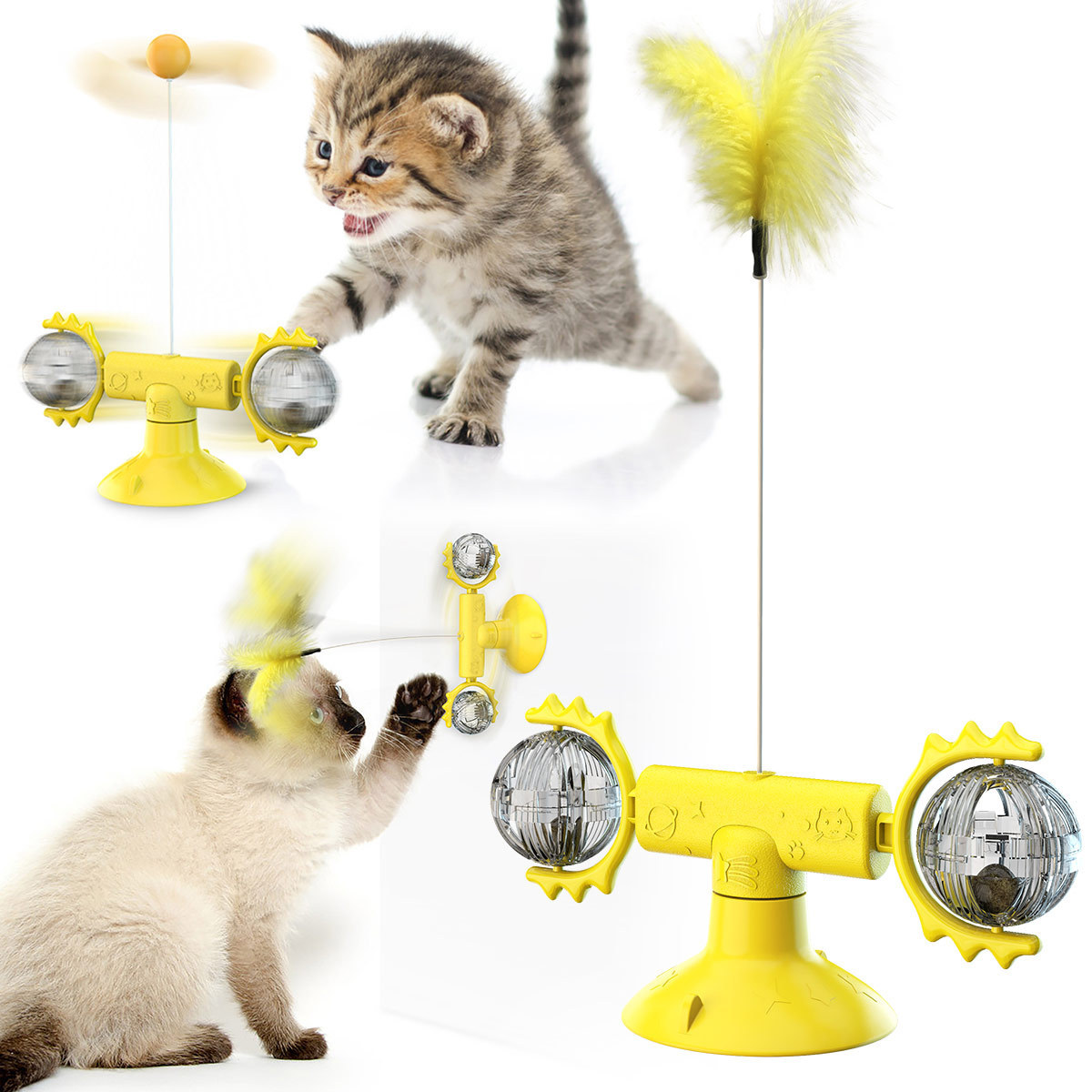 The New Cat Toy Relief Suction Cup Windmill Cat Teaser With Replacement Cat Teaser Set — image 3