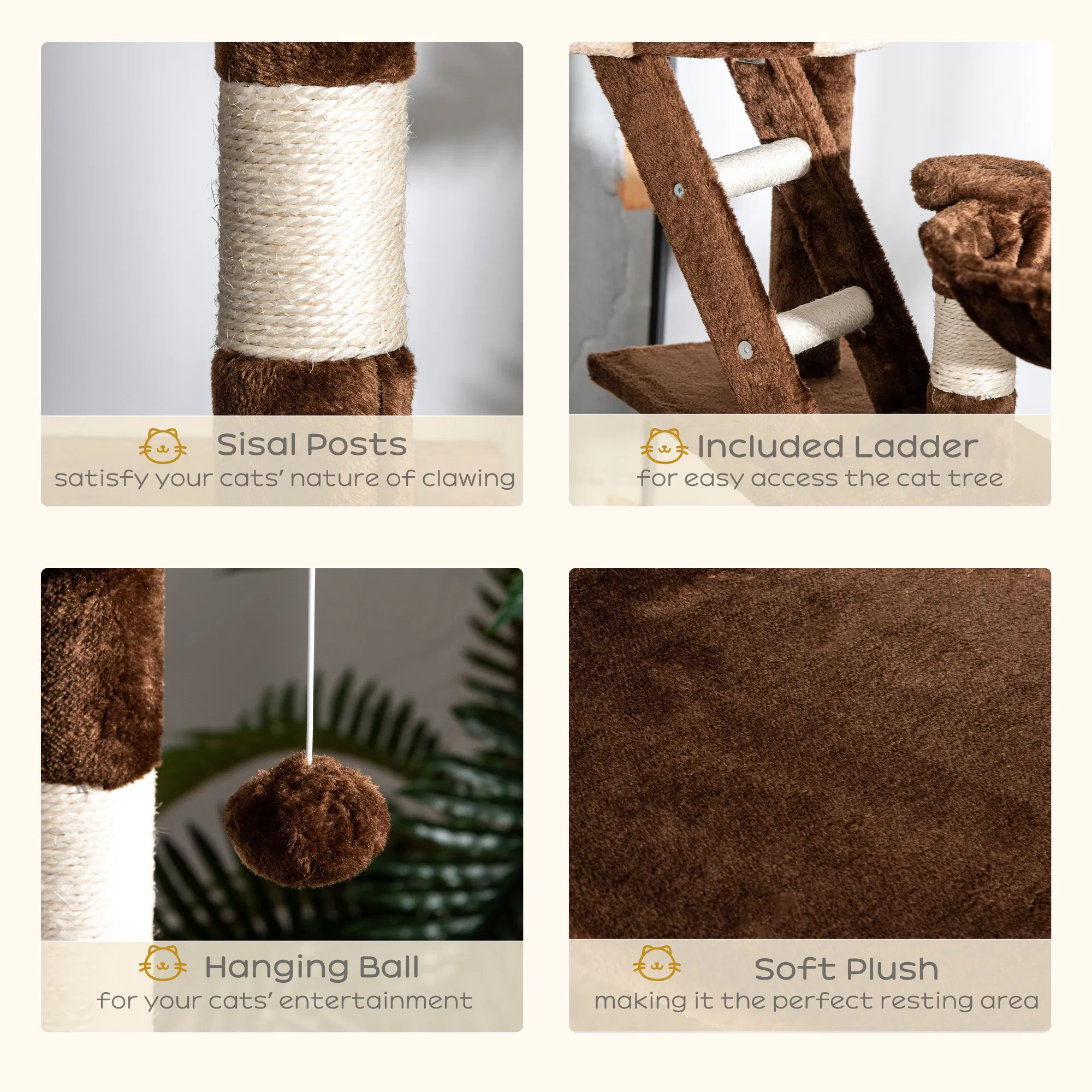 94"-102" Huge Cat Tree Ceiling High Cat Condo Scratching Post Activity Center Multi-Level Play House — image 3