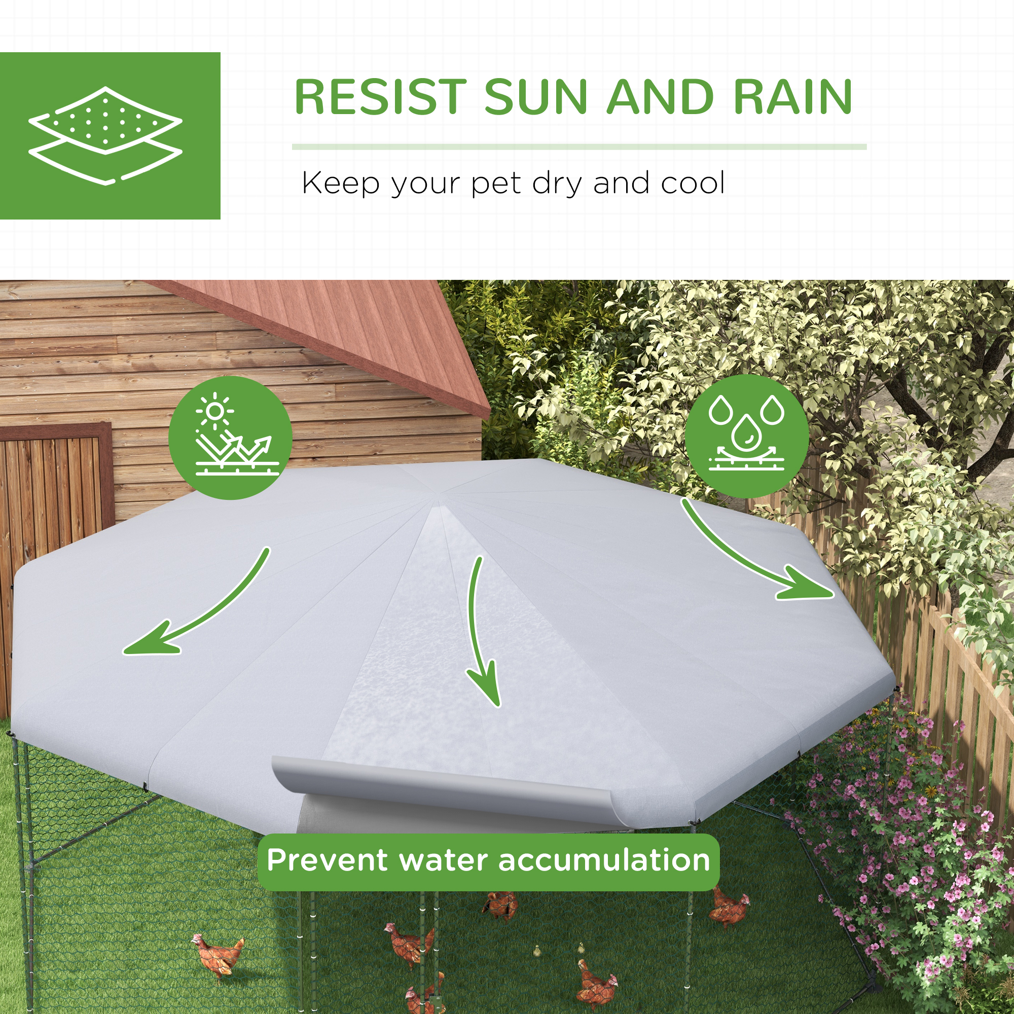 PawHut Large Metal Chicken Coop Chicken Run For Chicken, Ducks And Rabbits With Waterproof And Anti-UV Cover, Walk-in Poultry Cage Hen House For Outdoor And Yard Farm Use, 17' X 15.7' X 9' — image 4