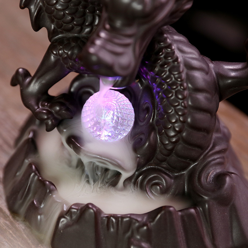Dragón Cerámico de Fuego de Agua con Luz LED y Incienso de Sándalo para Decoración Hogareña — imagen 2