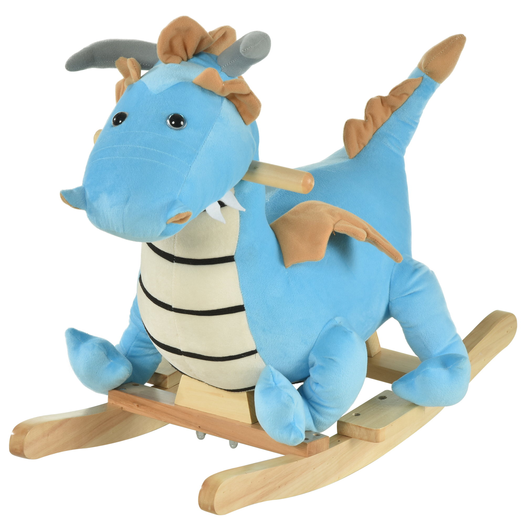 Caballo de Dinosauro de Madera con Sonidos Realistas, Juguetes de Niños Prehistóricos para Pasear a Pequeños, Azul, Para Edad 1.5-3 Años — imagen 7