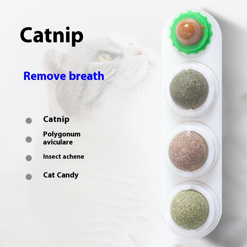 Bola Giratoria de Hierba Gatera y Vid de Plata 4 en 1, Limpieza Dental, Prevención de Acné, Salud Digestiva, Juguete Adhesivo para Pared, Material Comestible y Seguro — imagen 12