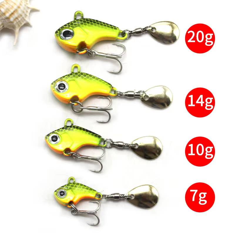 Fishing Lure Set 5pcs Wobble Rotating Metal VIB Vibration Bait Spinner Spoon Jig Sea Lures Artificial Hard Baits Sequins Tackle — image 3