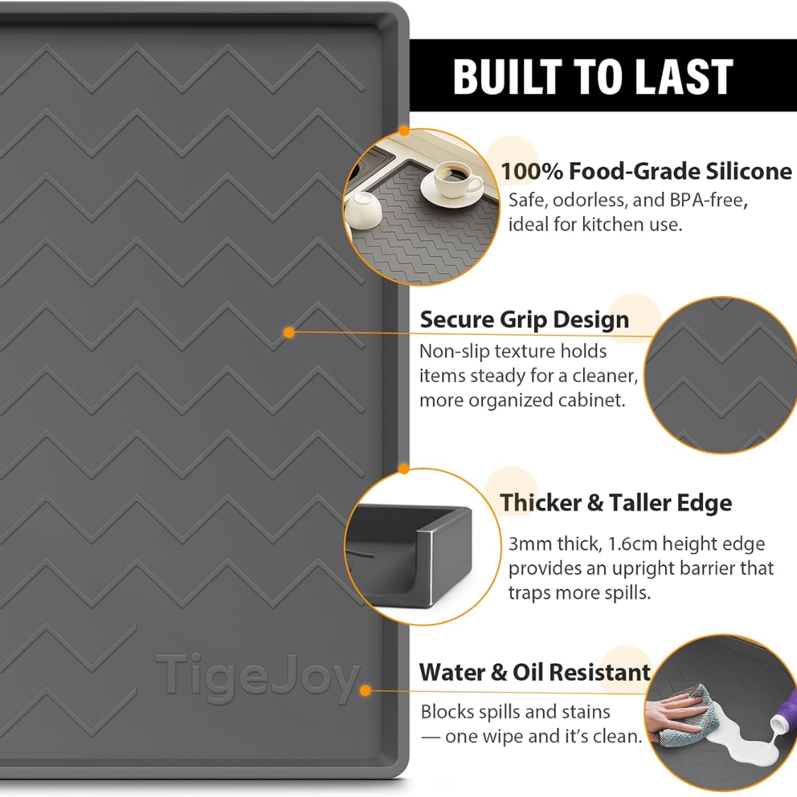 Under Sink Mats For Kitchen Waterproof, Leak-Proof Silicone Mat Sink Protector And Cabinet Liner, Kitchen Essentials Organizer And Storage, Boot Or Shoe Tray, Pet Feeding Mat — image 4