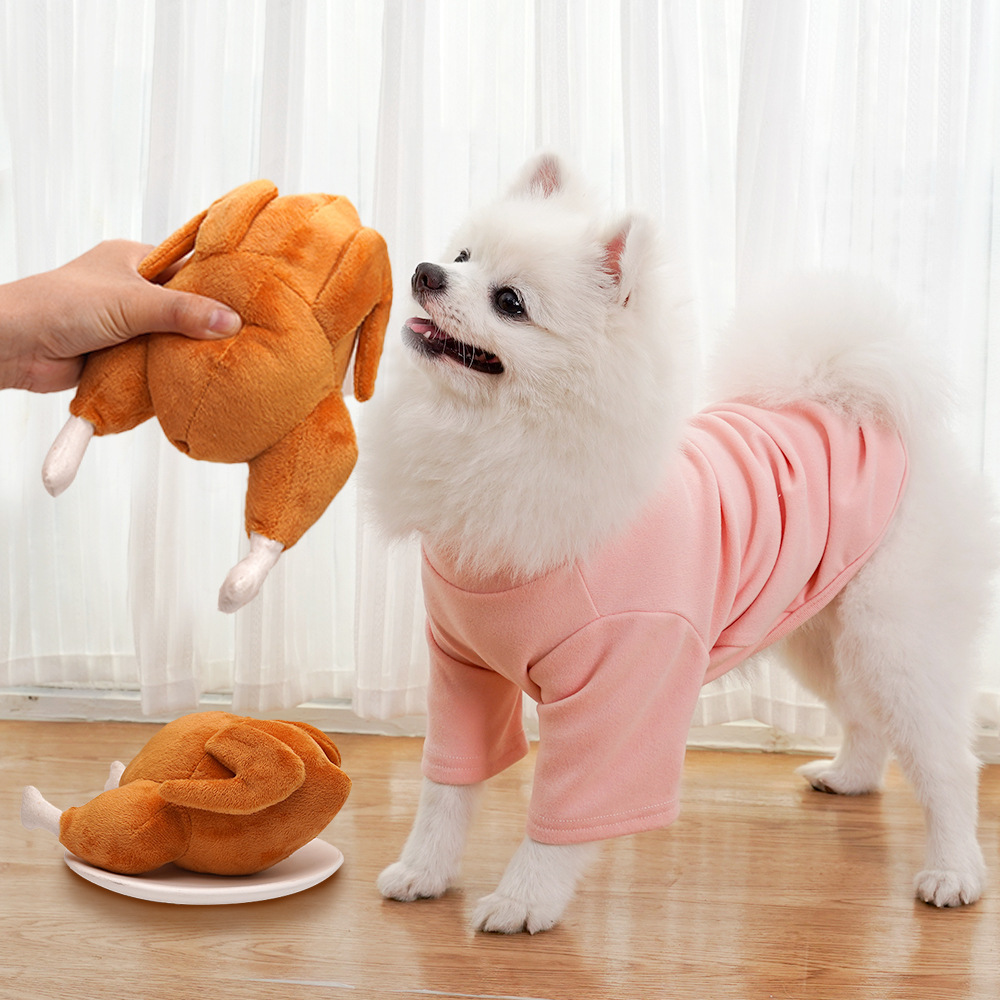 Pet squeaking toy stuffed with plush squeaking roasted chicken toy cat supplies corgi Bears — image 4