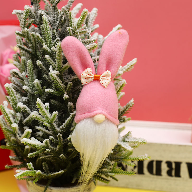 Nuevos decorados de Pascua muñeco elfo conejo sin cara muñeca duende pequeño colgante adorno para hogar — imagen 3