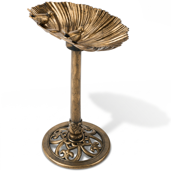 Antique Bronze Resin Bird Bath With Shell Edge & 1.4W Solar Fountain — image 10