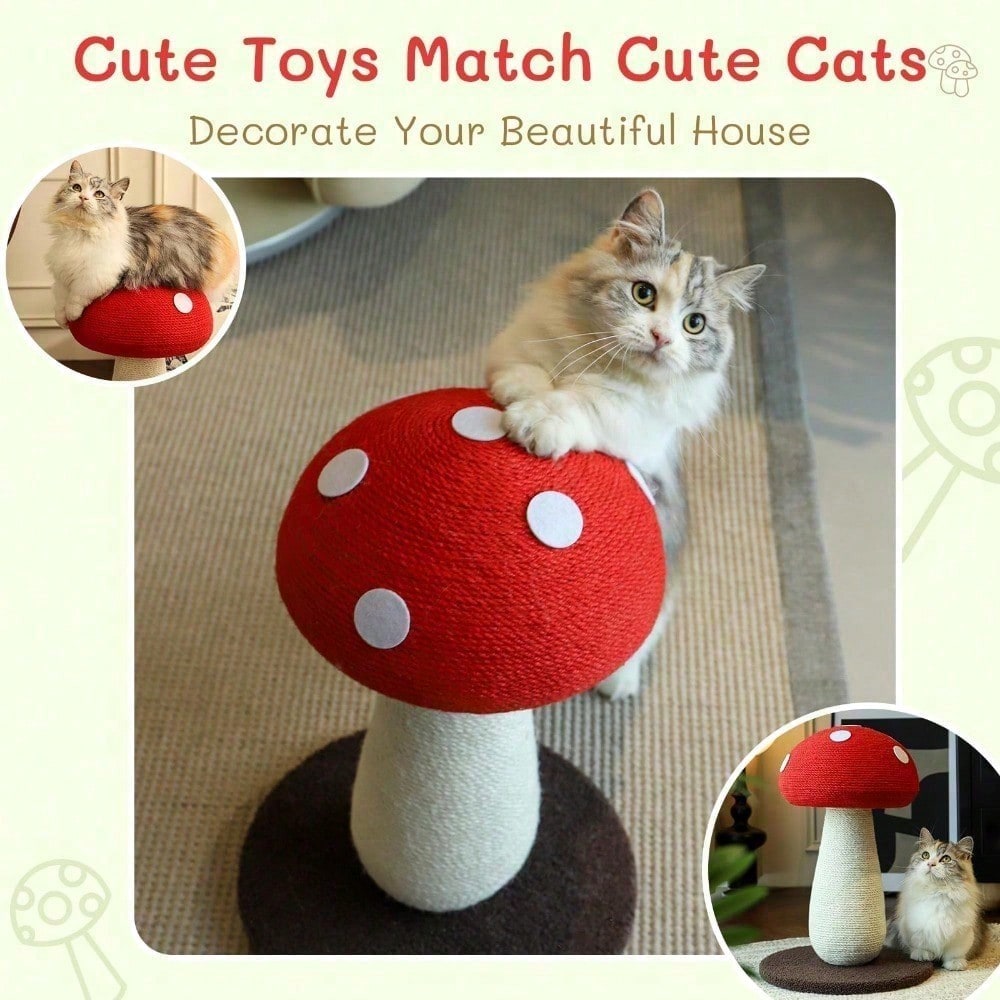 Poste de Rasguñado de Hongos Diseño Único, Envuelto en Sisal, Ideal para Gatos Medianos y Pequeños, Sin Montaje Requerido Juguetes para Gatos Árbol para Gatos — imagen 5