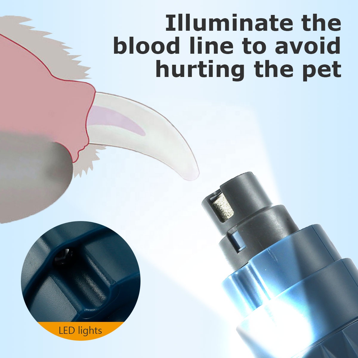 Electric Pet Nail Polisher With Light Dog And Cat Cleaning Automatic Manicure Device USB Rechargeable Manicure Device — image 2