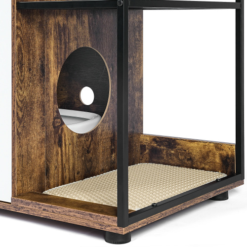 Caja de Arena Encerrada para 2 Gatos. Mobiliario de Caja de Arena para Gatos, Casas de Arena Selladas, Armario de Mobiliario para Gatos, Marrón Rustico — imagen 3