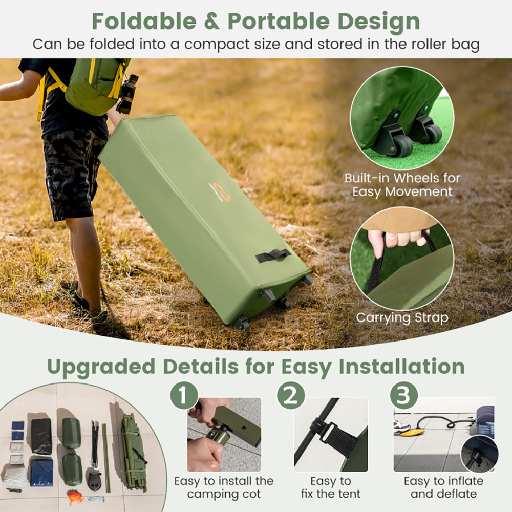Tenda de Camping Portátil 5 en 1 con Camastro y Colchón Inflable para Acampar, Paseos y Actividades Al Aire Libre — imagen 5