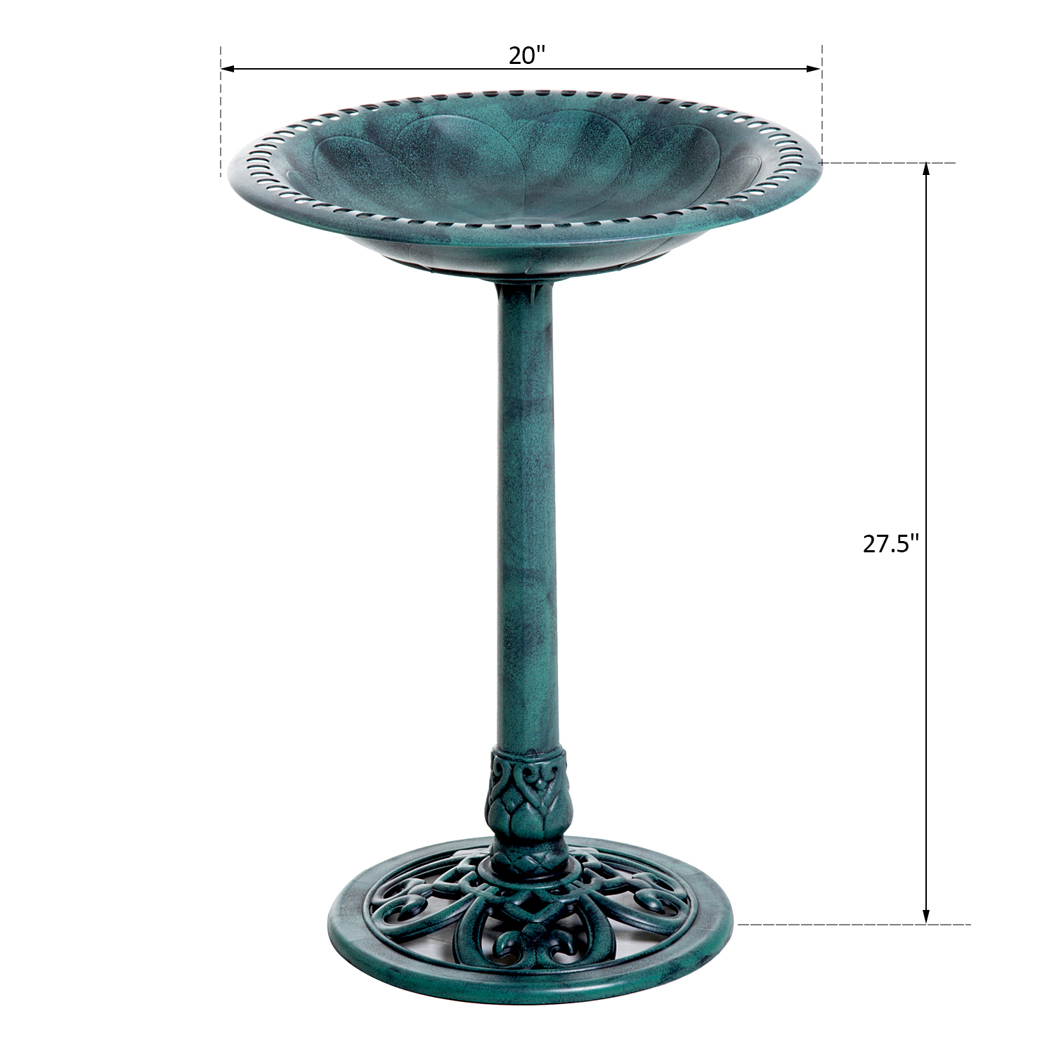 Bebedero para Aves de Exterior de 28'' en Resina con Patrón de Flor de Lis, Acabado Envejecido — imagen 4