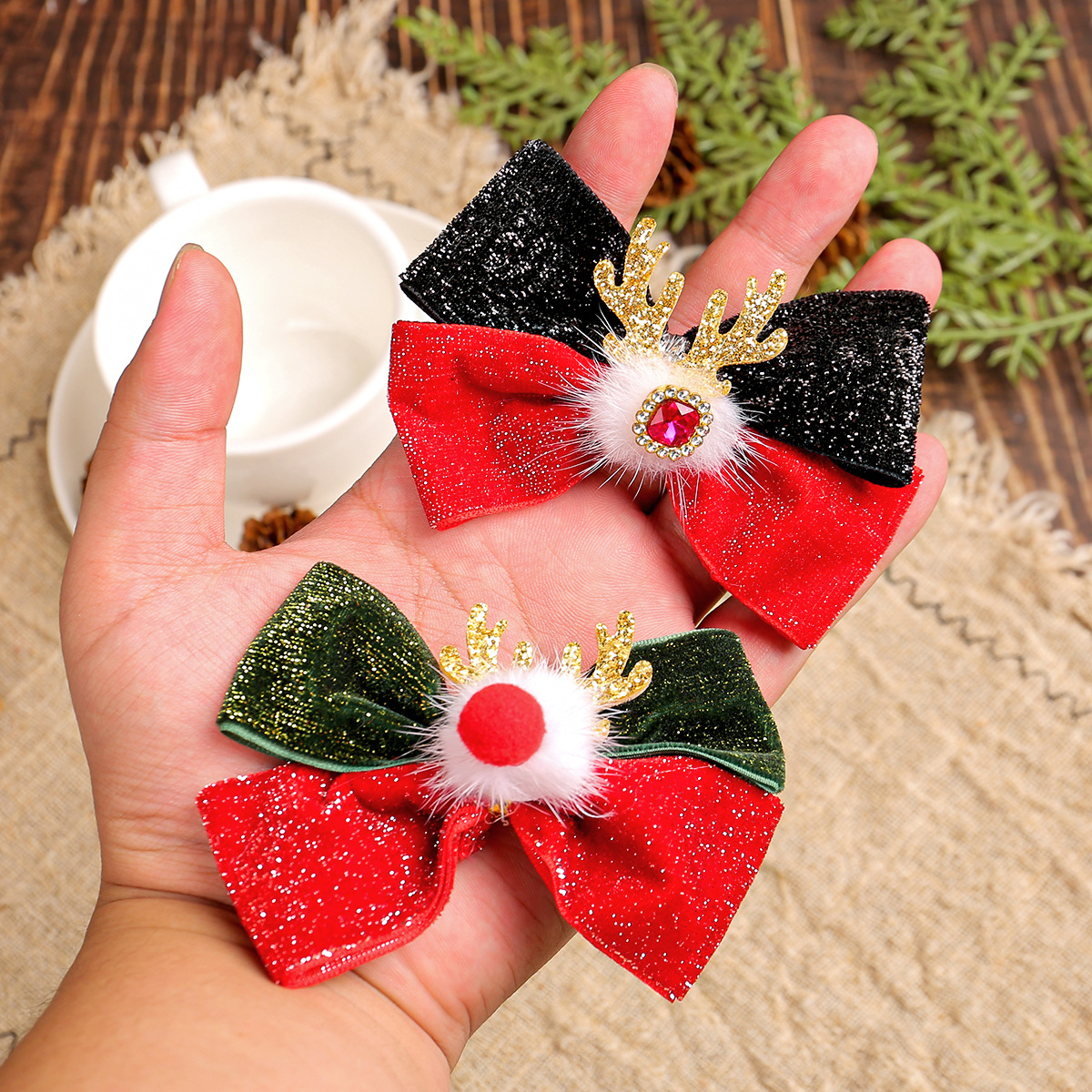 Cinta de Cabello con Cola de Venado Navideño - Adorno para Pájaros Exóticos — imagen 1