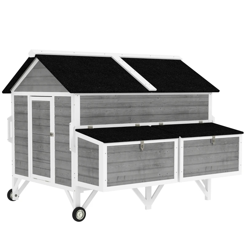Galpón de Pollos en Madera con Ruedas y Manijas, 2 Cajas de Incubación, 2 bandejas, 4 Perchas, Transportador para 4-6 Pollos, Gris — imagen 8