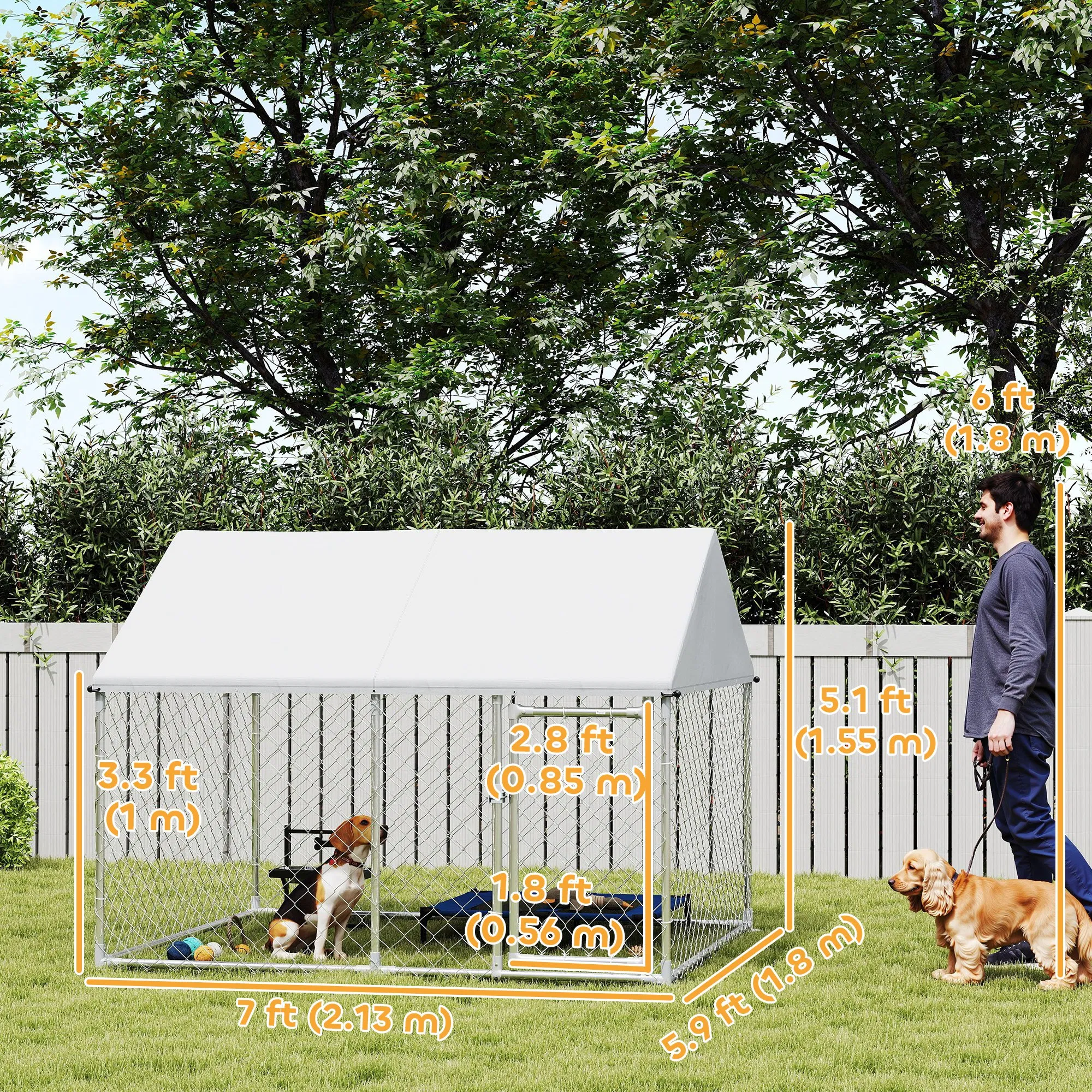 Outdoor Dog Kennel with Waterproof & Anti-UV Cover, Quick-Connect Frame, Secure Lock for Small Medium Dogs — image 3