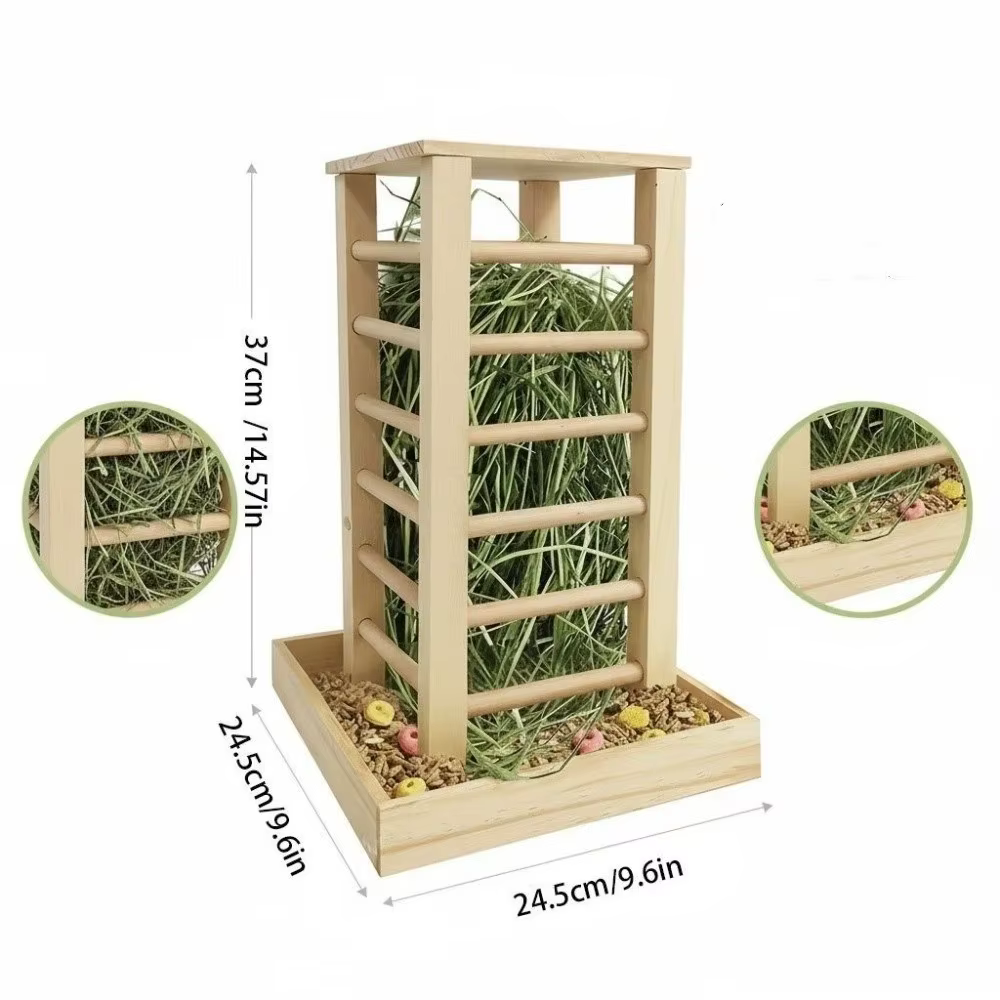 Caja de Alimento para Conejos en Madera Práctica con Accesorios Desmontables para Cunicultura y Criadors de Pichones — imagen 6