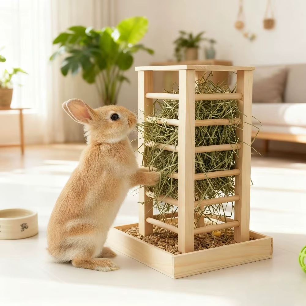 Caja de Alimento para Conejos en Madera Práctica con Accesorios Desmontables para Cunicultura y Criadors de Pichones — imagen 3