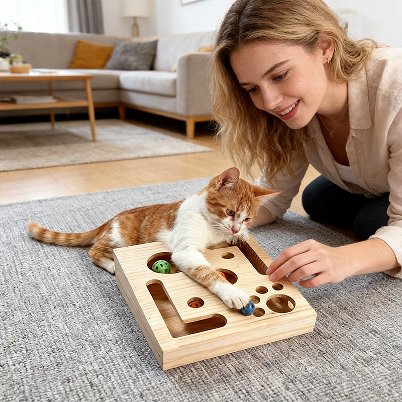 Durable Cat Nail Grinder with Bell Ball & Interactive Maze Tunnel - Enriching Toy and Scratching Activity for Active Kittens — image 3