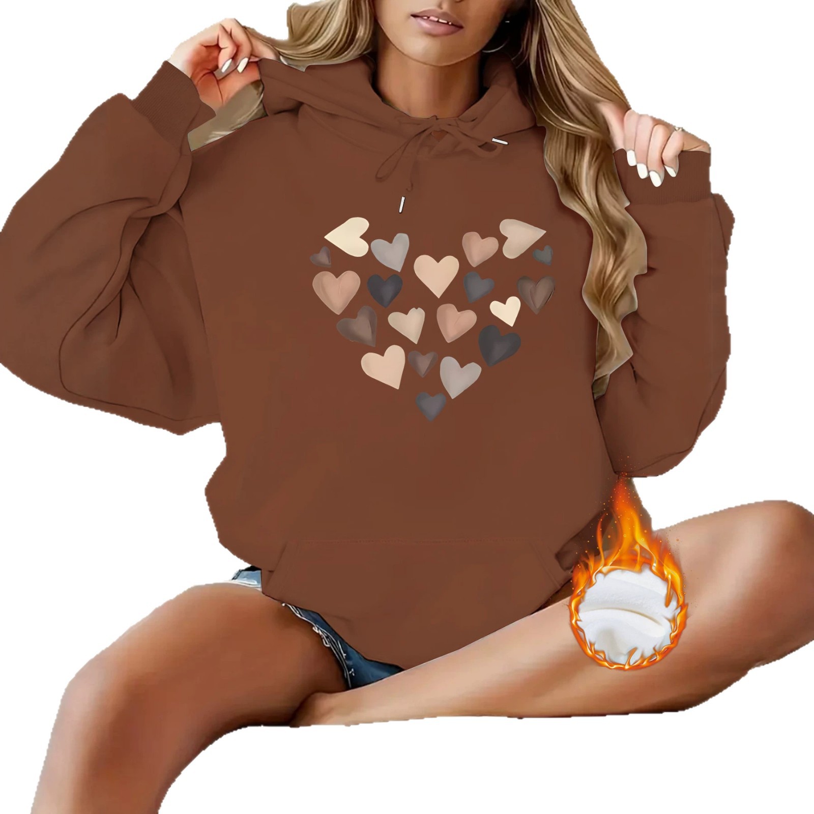 Kangaroo pocket hooded long sleeved sweatshirt — image 2