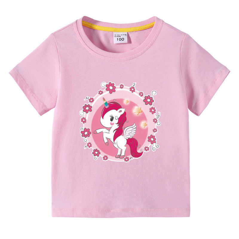 Unicorn children's summer outfit short sleeved T-shirt — image 2