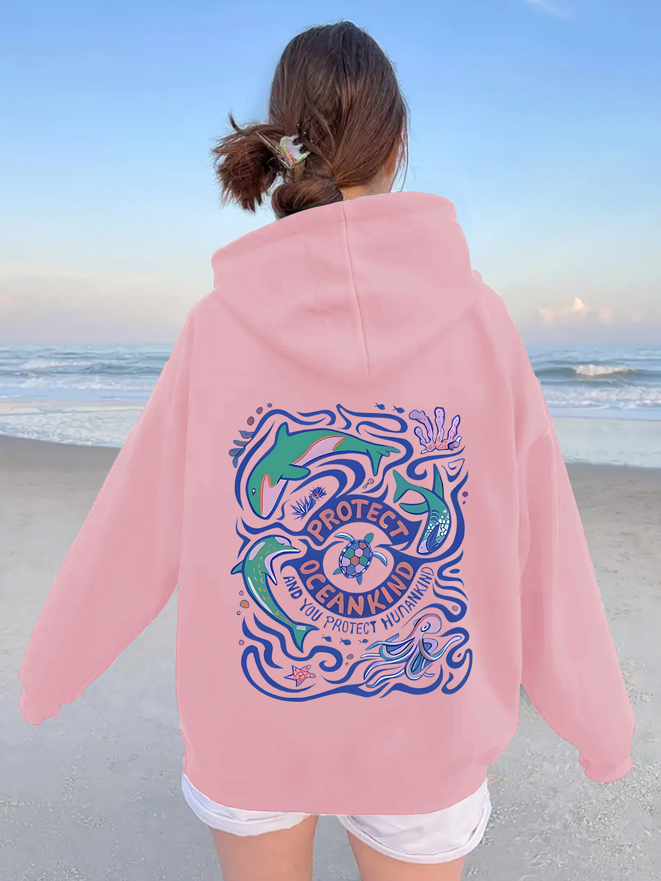 Thick marine animal letter printed hoodie — image 8