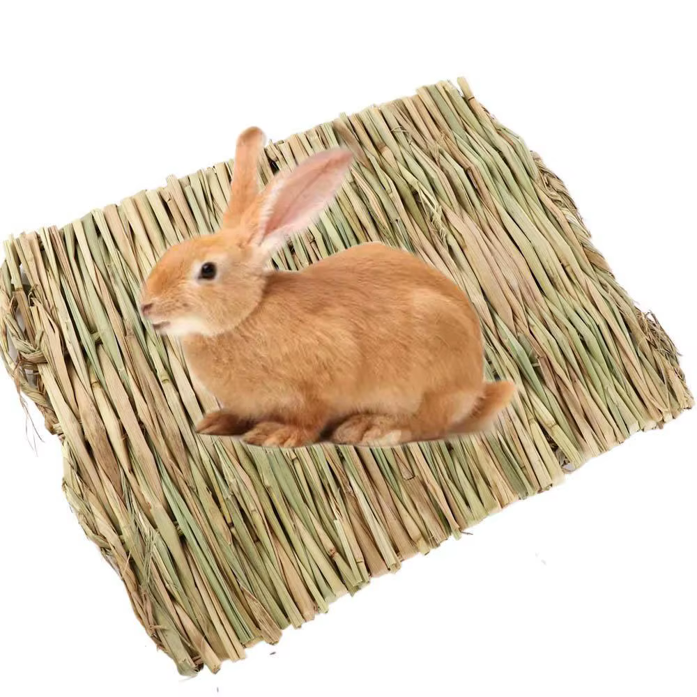 Household Woven Pet Accessories for Small Animal Bunny Hamster Sleeping Bed Grass Mat Pet Cage Pad Rabbit Grass Chew Mat — image 6
