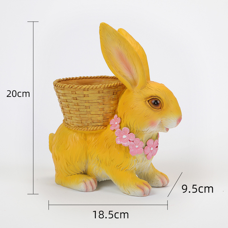Outdoor Garden Cartoon Rabbit Bamboo Flower Pot — image 1
