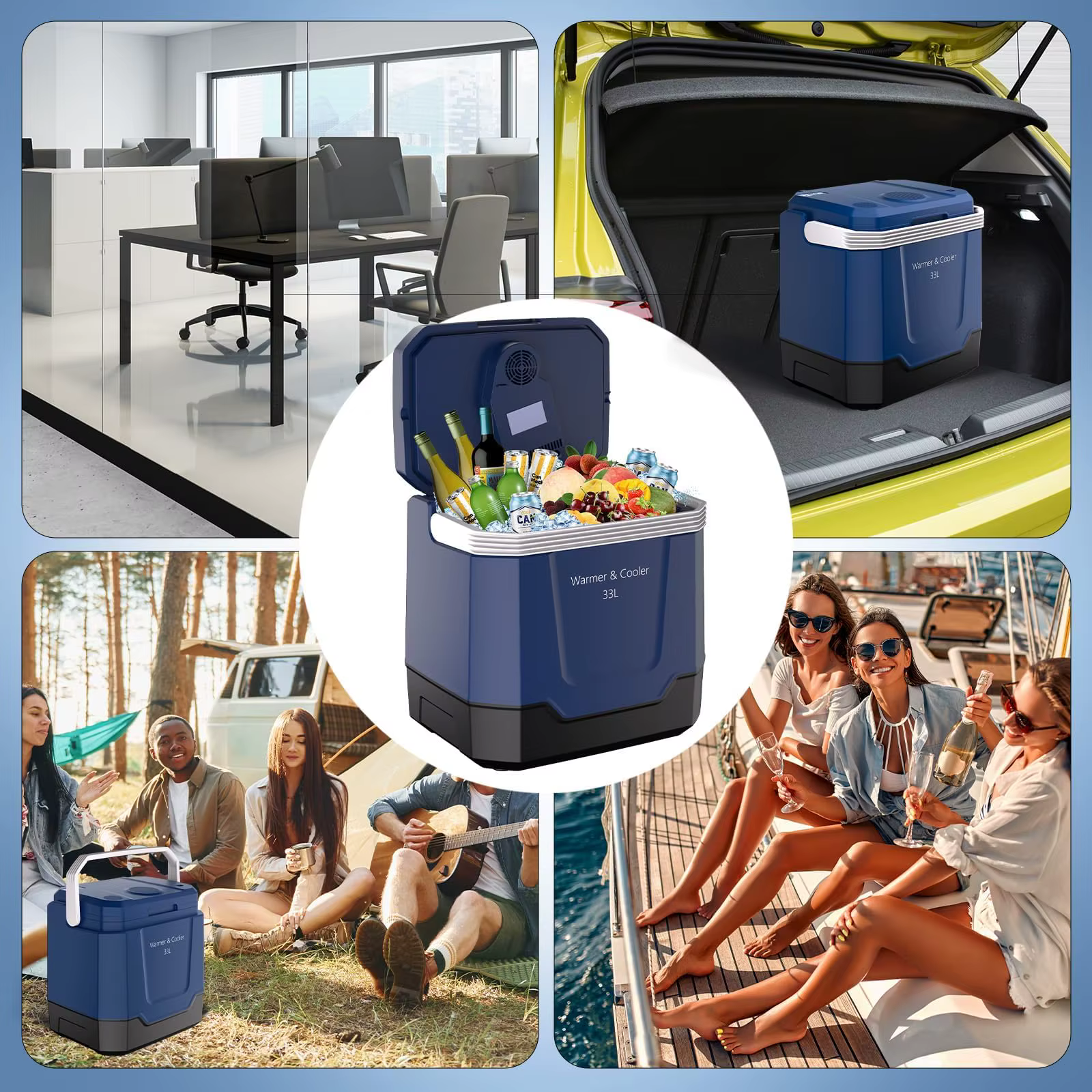 35QT Electric Cooler, Portable Car Refrigerator & Plug-In Cooler with 12V DC & AC Power, Travel Cooler for Camping, Road Trips, Truck Travel & Home Use, car fridge with Locking Handle — imagen 7