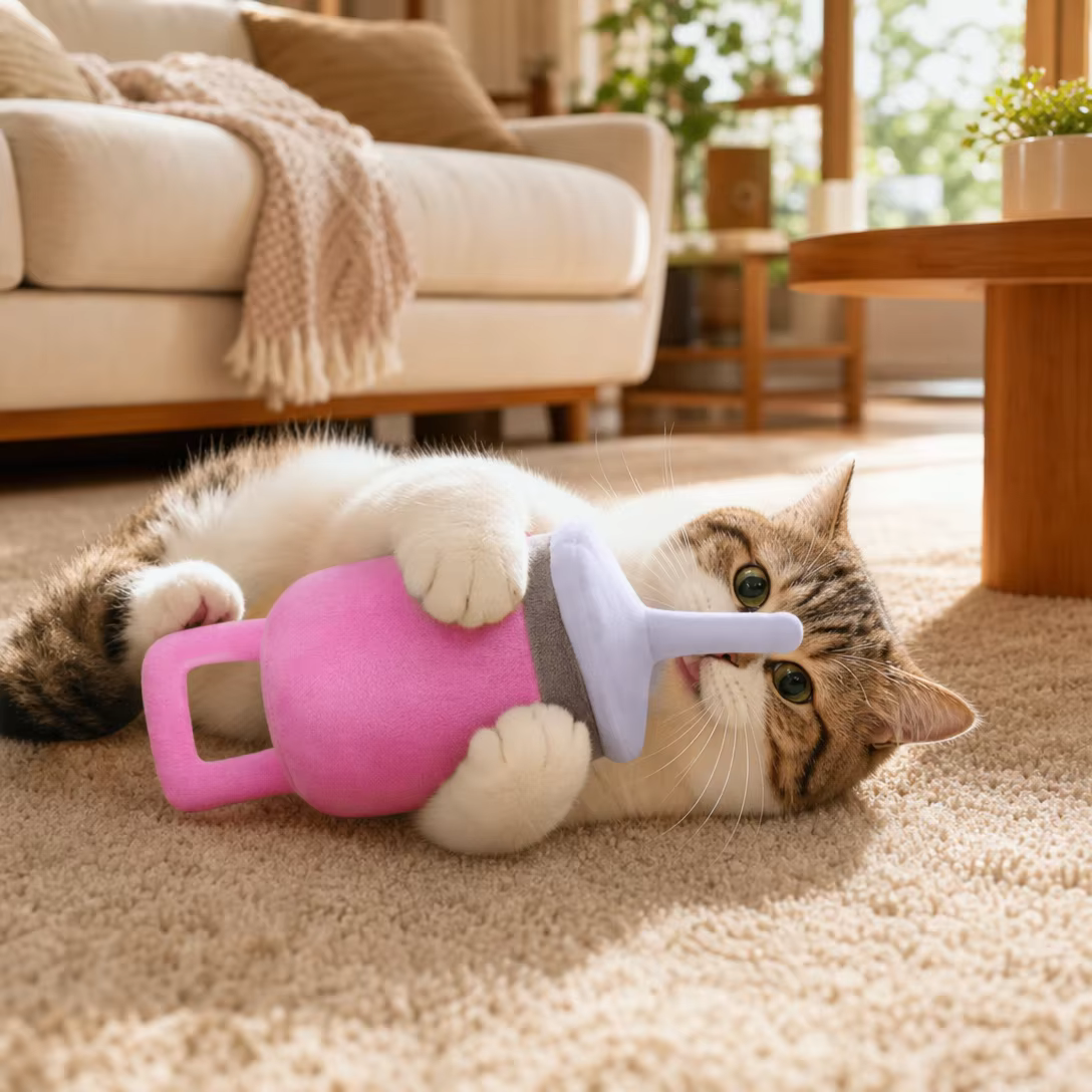 Muñeca de Peluche Rosa con Forma de Vaso para Mascotas, Juguetes Adorables para Perros Diarios — imagen 1