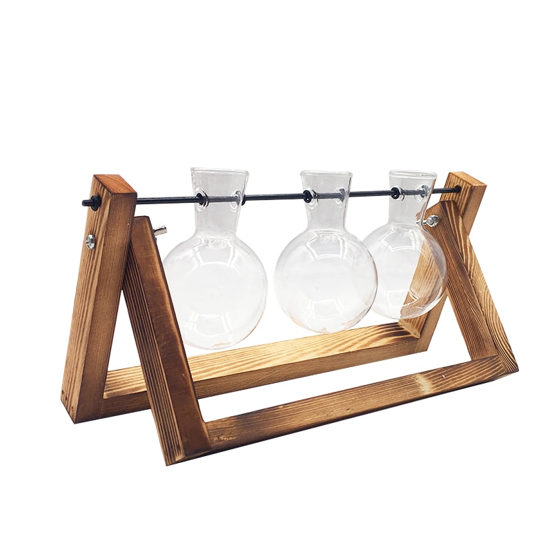 Terrarium Creative Hydroponic Plant Transparent Vase Wooden Frame vase decoratio Glass Tabletop Plant Bonsai Decor flower vase — image 10