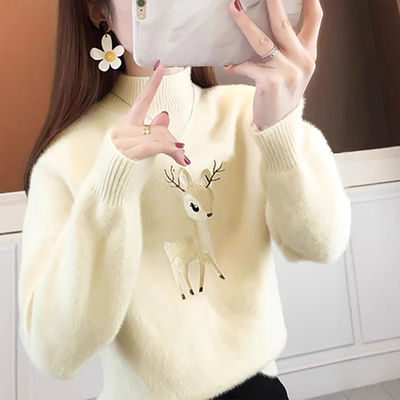 Sudadera de Imitación Visón con Cuello Mock para Mujer, Estilo Casual y Universitario — imagen 6