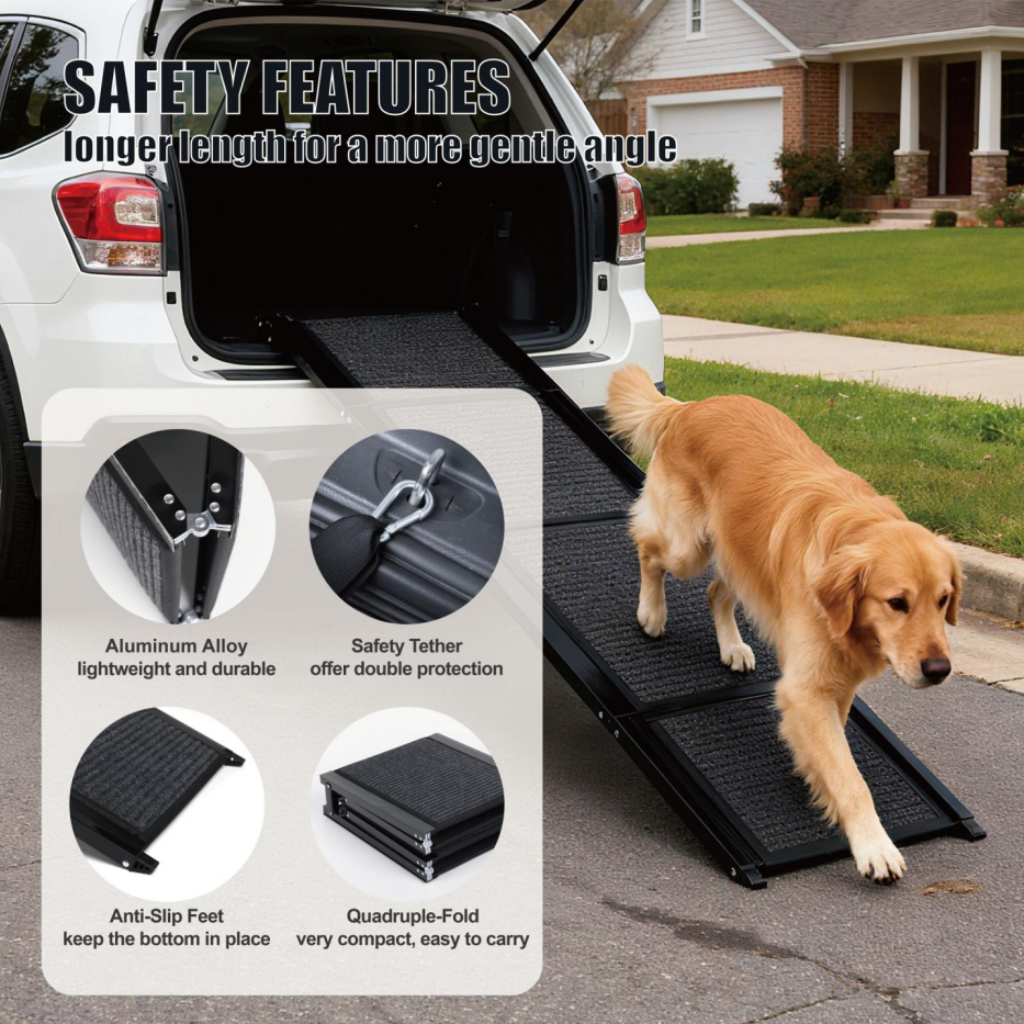 Paso para Perros de Auto 65"x17,2" - Rampas Portátiles para Cámaras y Vehículos con Superficie Antideslizante para Perros Medianos y Grandes hasta 250 lbs — imagen 2
