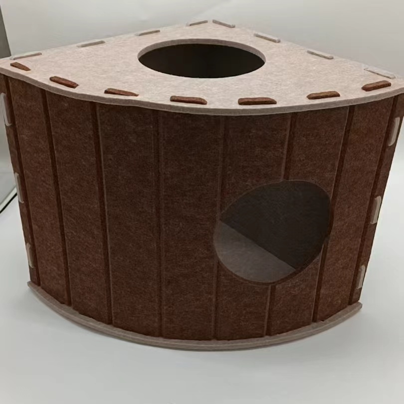 Four-Season Felt Fan-Shaped Cat Villa, Enclosed Large Scratch-Resistant Calming Pet Bed, Warm Deep Sleep Cat House For Multi-Cat Families Indoor Use — image 5